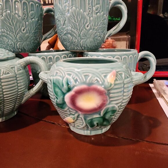 Vintage 1989 Haldon Group Basketweave Floral Tea Set – Service for 5 - Picture 5 of 10